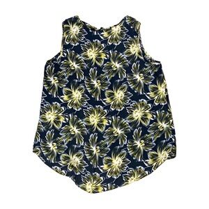 Sami & Jo Black Yellow Floral Hi-Low Tank Top Womens XL  Description